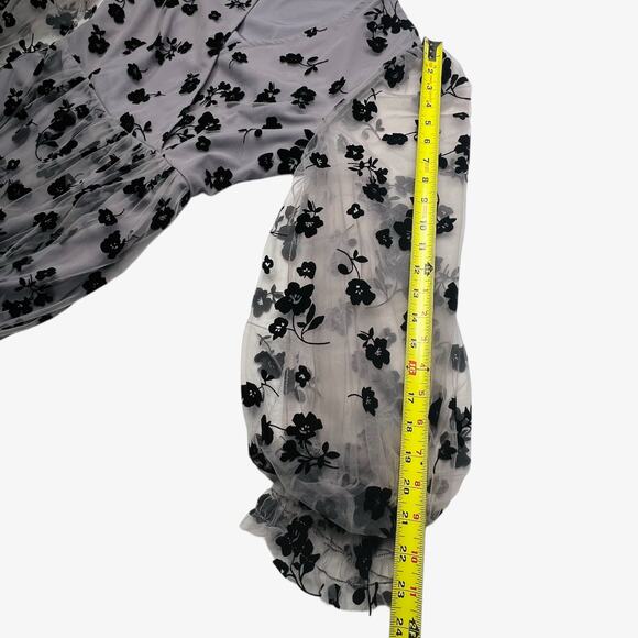 Chicwish Fairy Goth Mesh Faux Wrap Dress M Dark Floral Romantic Whimsigoth NEW - Picture 7 of 13